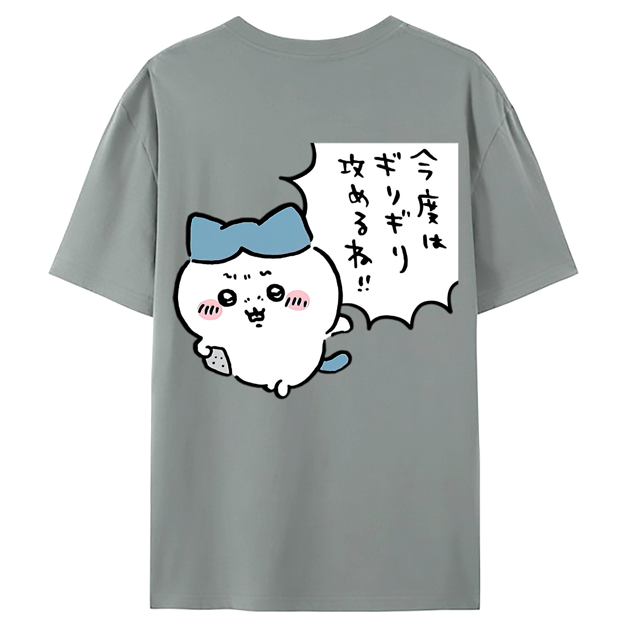 （画像用） ちいかわ ハチワレ Chii-kawa hachiware 綿100％ メンズ半袖Tシャツ（バックプリント） 通気性